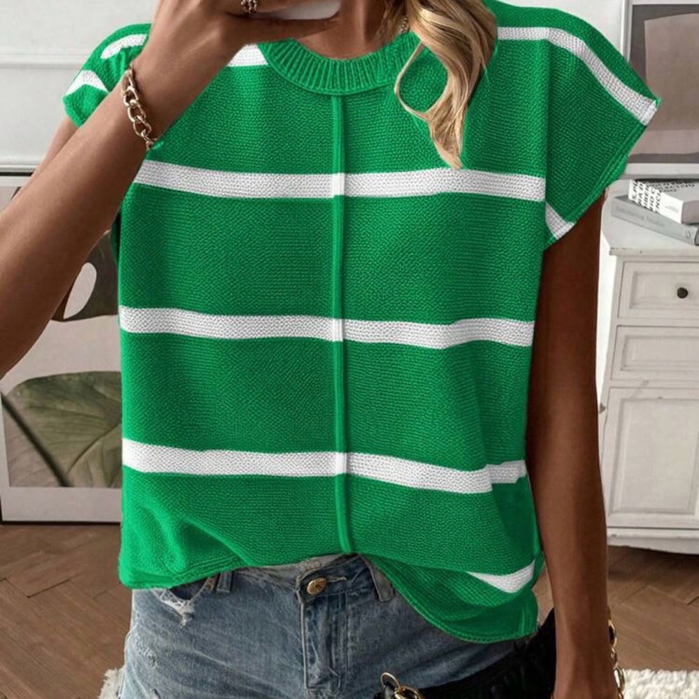 Green Striped Women's Top